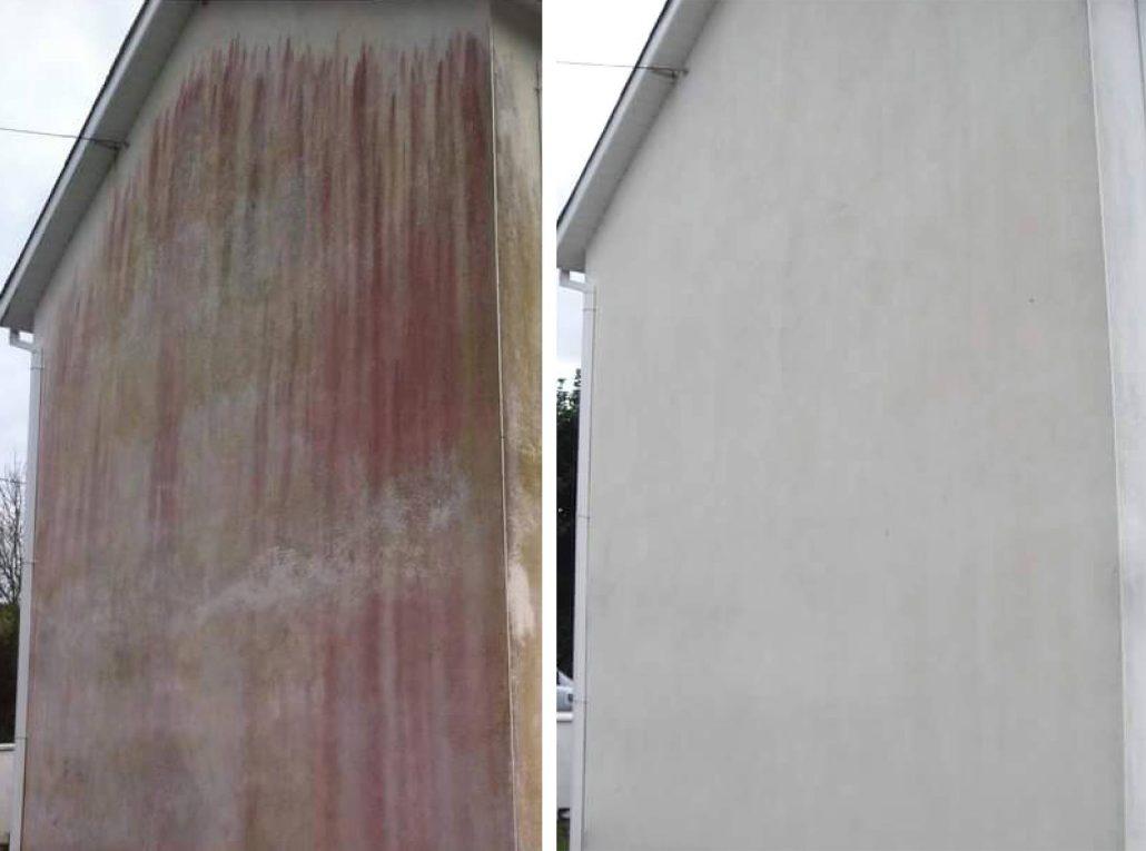 Exterior house wall cleaning before and after